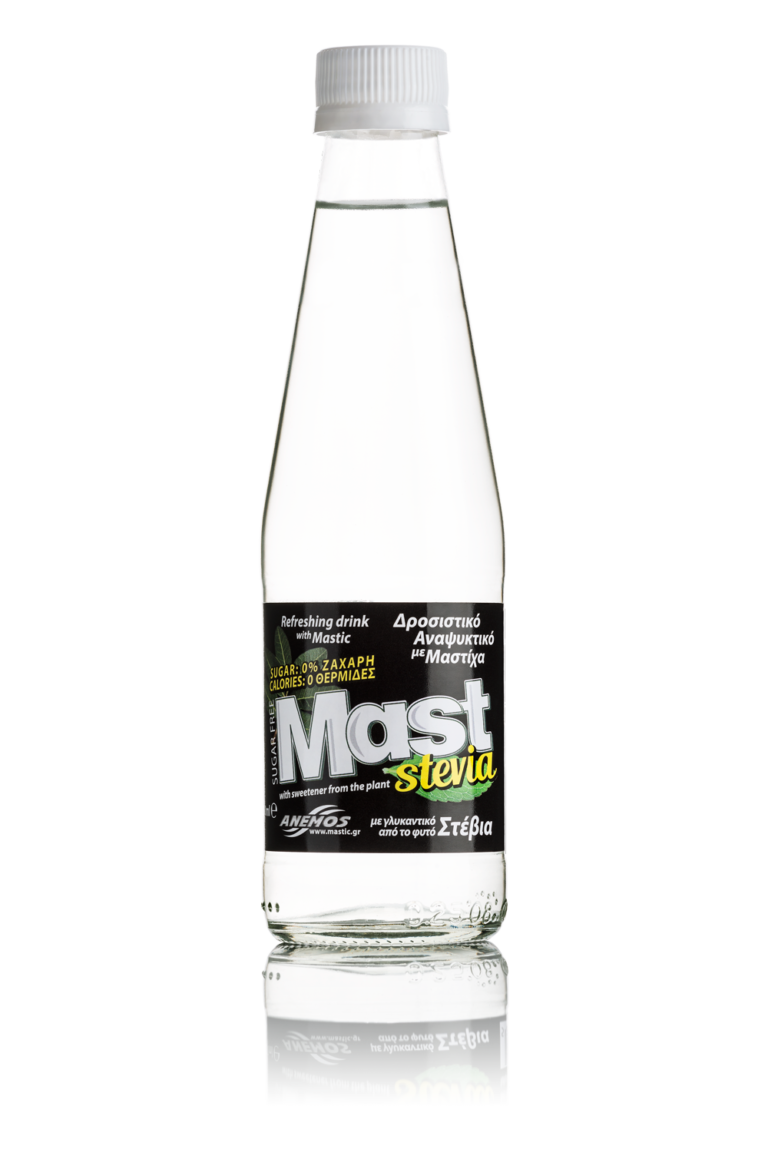 Mast stevia. Ανθρακούχο αναψυκτικό με Στέβια. Γυάλινο μπουκάλι 250ml